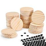 46Pcs Unfinished Wood Coasters-4" Unfinished Natural Wood Slices for Crafts Round with Non-Slip for Wedding Decoration/Blank Coasters Wood Kit DIY Architectural Models Drawing Painting Wood Engraving