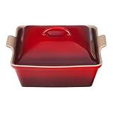 Le Creuset Stoneware Heritage Covered Square Casserole, 2.5 qt. (9"), Cerise