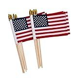 12 Pack Small American Flags on Stick Small US Flags/Mini American Flags for Outside 4x6 Inch American Hand Held Stick Flags with Kid-Safe Spear Top, Patriotic Veterans Day Decorations, 4th of July Decorations