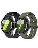 Silicone Sport Band Compatible With Samsung Galaxy Watch 7 Band 40mm 44mm,No Gap Sporty Strap with Decorative Woven Line for Samsung Watch 7 44mm Bands Men Women(2024) (Black+Army green)