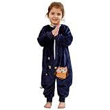 MICHLEY Flannel Baby Sleeping Bag Unisex Pajamas, Long Sleeve Zipper Wearable Sleeping Sack for Autumn Winter Boys Girls,Owl,9-18months, Size 80