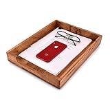 EDHAS Letter Trays & Stacking Supports Acacia Wood Desk Document, File Folder, Magazine Holder Tray (14" x 11" x 2")