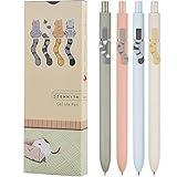 UIXJODO Cat Pens, 4 Pcs 0.5mm Cute Kawaii Pens Black Ink Pens Fine Point Smooth Writing Pens, High-End Series Cat's Tail Retractable Pens for Journaling Note Taking (4 Pcs Cat)