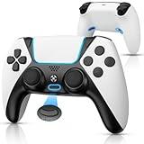 FAREMOCI for PS4 Controller, Ymir Wireless Luna Controller for Fire TV,PC with Turbo Rapid Fire/Programmable Buttons Motion Sensor for Playstation 4/Pro/Silm/PC/IOS/Android/Tesla/Fire TV,White