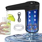 VINMEN Water Dispenser for 5 Gallon Bottle, USB Charging Electric Water Pump for 2-5 Gallon, Portable for Home, Kitchen, and Camping - Black Digital AM
