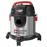 PORTER-CABLE PCX18301-4B 4 Gallon 4 HP Wet/Dry Vacuum, Stainless Steel Light Weight Portable Shop Vacuum, 3 in 1 Function with Attachments