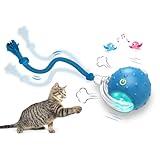 Giociv Interactive Cat Toys Ball for Indoor Cats Fast Rolling on Carpet, Chirping & Motion Activate Cat Toys (Blue)