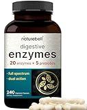 NatureBell Digestive Enzymes with Probiotics and Prebiotics, 240 Veggie Capsules | Gut & Digestive Health Support – 20 Enzyme & 5 Prebiotic Pancreatic Enzyme Complex | Non-GMO, Vegan Friendly