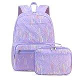 JIANYA Kids Backpack for School, Lightweight Girls Backpack with Lunch Box Elementary Children's School Book Bag