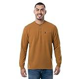 Wrangler Riggs Workwear Men's Long Sleeve Pocket Henley, Duck Brown