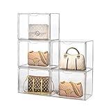 submatches Mounted Storage System Closet Organizers And Storage Clear Handbag Storage ,Purse Organizer For Closet System 5 Packs Acrylic Display Case , Plastic Storage Containers Organizers