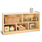 wingyz Wooden Storage Cabinet, 5-Section Montessori Bookshelf, Kids Toy Storage Organizer Book Shelf for Kids Rooms, Classroom, Playroom, Nursery, Preschool Book Shelves