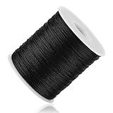 Kblick Black Nylon String Cord - 1MM 100 Yards Black Twine, Bracelet String for Bracelet Making, Braided Ornament Lanyard Thread, Jewelry Thread Clay Bead Cords for Crafts, Macrame Satin