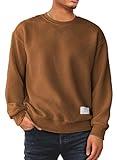 Dokotoo Men Men's Lightweight Pullover Shirts Casual Regular Fit Geometric Texture Tall Sweater Long Sleeve Crewneck No Hood Sweatshirts Dark Brown XX-Large