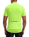 Men's Cycling Jersey Moisture Wicking Short Sleeve Half Zip Bike Road Mountain Biking Bicycle Biker Quick Dry UPF SPF Riding Sun Protection Racing Shirts Zipper Pockets(Fluorescent Green,L)
