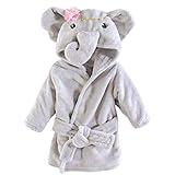 Little Treasure Unisex Baby Plush Bathrobe, Blossom Elephant, 0-9 Months