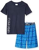 Calvin Klein | Boys 2 Piece Sleepwear Top and Bottom Pajama Set | Black/Ck Victoria Iris Logo | X-Large
