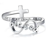 Faith Rings for Women 925 Sterling Silver – My Beloved, Wear This Cross Ring as a Symbol of Faith, Hope, and Love. A Gift of Encouragement and Strength, Wrapped in Divine Blessings. May It Remind You of My Eternal Love and Guide You on Your Journey (Infinity Hope) (Infinity Blessed)
