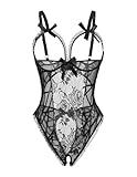 Avidlove Women One Piece Lingerie Sexy Lace Babydoll Mini Bodysuit Geo Pattern M