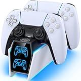 PS5 Controller Charger Station Compatible with PlayStation 5 Faceplates Edge & Dual Controller, 9 Lightings PS5 Accessories Charging Station, PS 5 Dock Stand with LED Indicator & On-off Switch & Cable