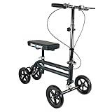 KneeRover Economy Knee Scooter Steerable Knee Walker for Adults for Foot Surgery, Broken Ankle, Foot Injuries - Foldable Knee Rover Scooter for Broken Foot Injured Leg Crutch with Dual Brakes (Black)