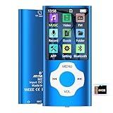 64GB Portable MP3 Player with Bluetooth 5.2, MYMAHDI 1.8" LCD Screen Music Player Up to 128GB, Mini MP3 Player with Music, Video, FM Radio, Voice Record, E-Book Reader, Photo Viewer, Darkblue