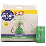 Glad for Pets Dog Waste Bags, Lavender Scent - Leak Proof and Strong Disposable Dog Poop Bags for Dogs, Easy Tie Handles for Clean Up, Scented Doggie Bag Rolls, 120 Count