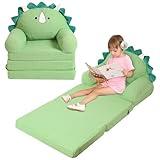 MOMCAYWEX Foldable Kids Sofa, Triceratops Toddler Couch with Tri Folding Foam Cushions, Comfy Kids Couch for Age 3-6