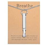 Generic Mindfulness Breathing Necklace Stress Relief Pendant Stainless Steel Anxiety Breathe Necklace for Women Men (Rotundity, Steel)
