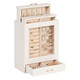 Homde Jewelry Organizer Girls Women Jewelry Box for Necklaces Rings Earrings Gift Bracelets Storage Case (White + Gold)
