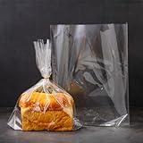 Lesibag 100Pcs 11"x 14" Bottom Gusset Bread Loaf Bags with Ties, Clear Cello Cellophane Bags for Homemade Bread or Bakery