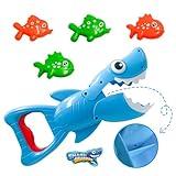 2024 Upgraded Shark Bath Toys Baby Pool Bathtub Toys Shark Grabber with Teeth Biting Action Include 4 Toy Fish Shark Swim Toys Bath Toys for Kids Boys Girls Toddlers Ages 3 4 5 6 7 8