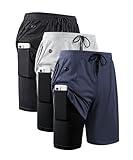 JWJ 3 Pack Mens 2 in 1 Running Shorts Quick Dry Gym Athletic Workout Shorts with Compression Liner,Black Light Navy L
