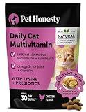 Pet Honesty Cat Multivitamin Chews - Cat Treats for Health + Immune, Cat Joint Support, Skin & Coat, and Digestion | Omega 3s, Lysine for Cats, Cat Probiotic, Cat Vitamins - Chicken (30-Day Supply)