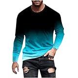 indybelle storefronts on Amazon Mens Long Sleeve Shirts Casual Gradient Color Loose Pullover Graphic Tee Shirts Fall Fashion Athletic Sweatshirts Clearance Deals Sky Blue L