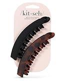 Kitsch Banana Hair Clips for Women, Large Banana Clip for Thick Hair, Cute Hair Clips for Girls, Banana Clips for Thin Hair, Banana Hair Clip, Big Claw Clips for Thick Hair, 2pc (Black & Tortoise)