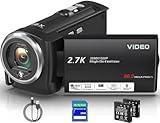 Muitune Camcorder Video Camera QHD 2.7K 56MP 16X Digital Zoom Vlogging Camera with LED Fill Light for YouTube, 2.8 Inch 270 Degree Rotation LCD Screen Camcorder with 32GB SD Card and Two Batteries