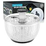 Smile mom Salad Spinner Small Lettuce Spinner Kitchen Gadgets Vegetable Washer, High Efficiency for Home Kitchen Washing & Drying Leafy Vegetables, One-Handed Handle Easy Press 3.8 Qt White