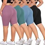 we fleece Women's Plus Size Biker Shorts 8" High Waist Tummy Control 4-Pack, Workout Running Yoga Athletic Shorts