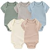 MAMIMAKA Unisex Baby Short Sleeve Bodysuits Baby Grow Cotton Vest Outfit,3-6 Months