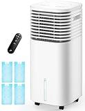 CENSTECH 4-IN-1 Portable Air Conditioners, Evaporative Air Cooler w/4 Modes & 3 Speeds, 15H Timer for Smart Auto-off, 2-Gal Tank for 20H Cooling,17FT Remote,No Hose Needed,120°Oscillating Swamp Cooler