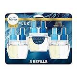 Febreze Plug In Air Freshener, Odor-Fighting Scented Oil Refill, Air Fresheners for Home and Bathroom and Kitchen, Long Lasting for Strong Odors, Ocean Scent, 0.87oz Refills, 3 Count