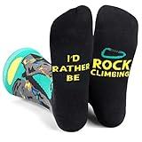 I'd Rather Be - Funny Socks For Men & Women - Gifts For Golfing, Hunting, Camping, Hiking, Skiing, Reading, Sports and more (US, Alpha, One Size, Regular, Regular, I'd Rather Be Rock Climbing)