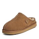 Fireside By Dearfoams Mens Grafton Genuine Shearling Indoor/Outdoor Clog Slipper, Chestnut, 12 US