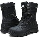 ALEADER Cold Weather Winter Boots for Men Insulated Warm Snow Boots Waterproof Black Canvas/02 10 US