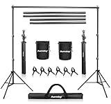 Aureday Backdrop Stand, 10x7 Ft Adjustable Photo Backdrop Stand Kit with 4 Crossbars, 6 Background Clamps, 2 Sandbags, and Carrying Bag for Parties/Wedding/Photography/Festival Decoration