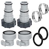 Pool Hose Adapter Type A&B Pool Pump Connector Fittings for 1.5 & 1.25in Hoses Conversion Replacement Parts Compatible with Intex Threaded Filter Pump,Above Ground Pools Accessories with Clamp Washer