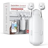SwitchBot Automatic Curtain Opener - Bluetooth Remote Control Smart Curtain with App/Timer, Upgraded High-Performance Motor, Add SwitchBot Hub to Work with Alexa, Google Home, HomeKit (Curtain 3, Rod)