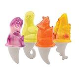 Tovolo Silicone Popsicle Molds with Sticks (Dino) - Ice Pop Molds with 4 Cavities for Homemade Flavored Ice Pops & Frozen Snacks - Popsicle Maker with Drip-Guards, Dishwasher Safe & BPA-Free