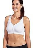 Jockey Women's Bras Mid Impact Zip Front Sports Bra, White, S